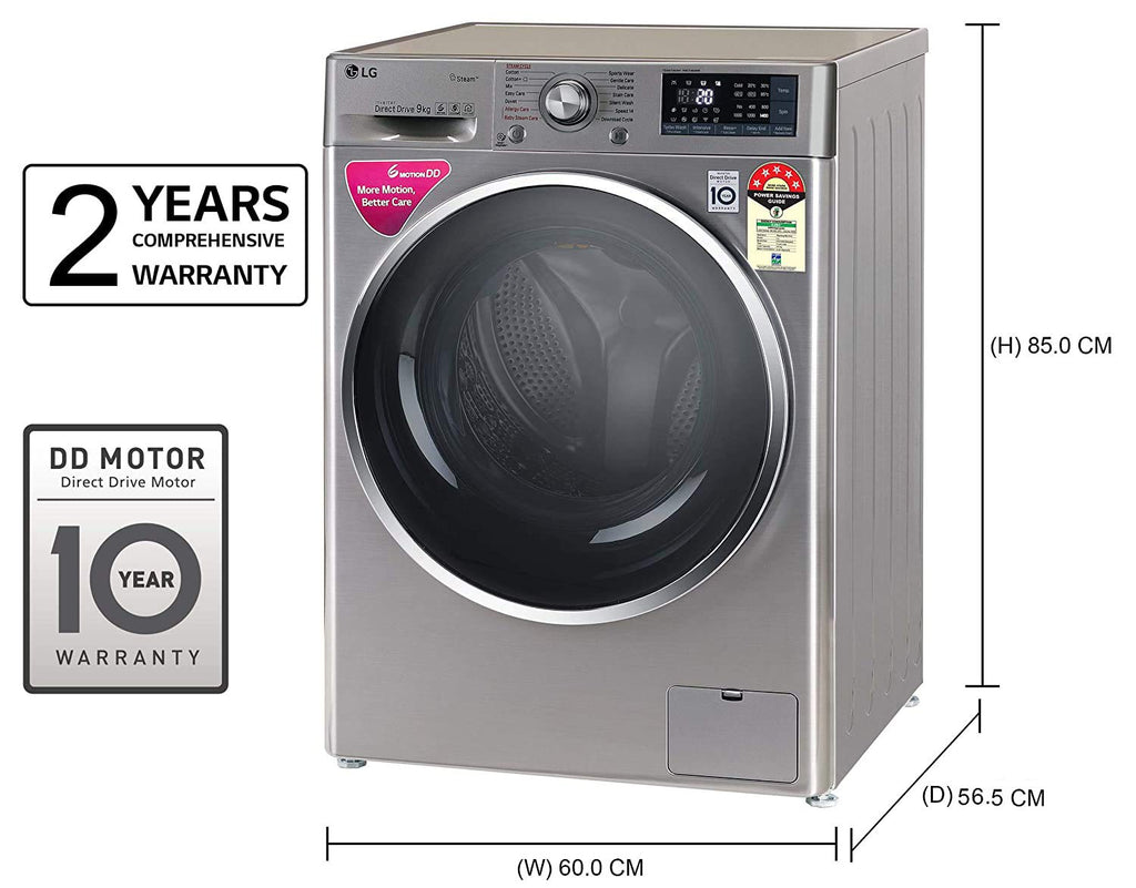 LG 9 kg 5 Star Fully Automatic Front Load with In-built Heater Grey  (FHT1409ZWS)