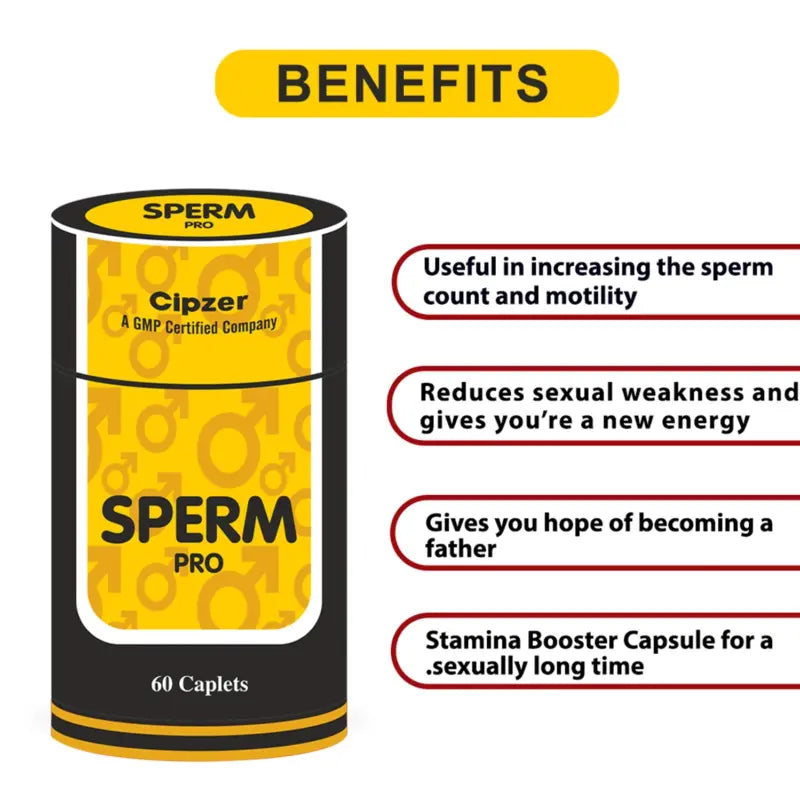 CIPZER Sparm Pro 60 Capsule - Increase Sperm Count - 60 Capsules