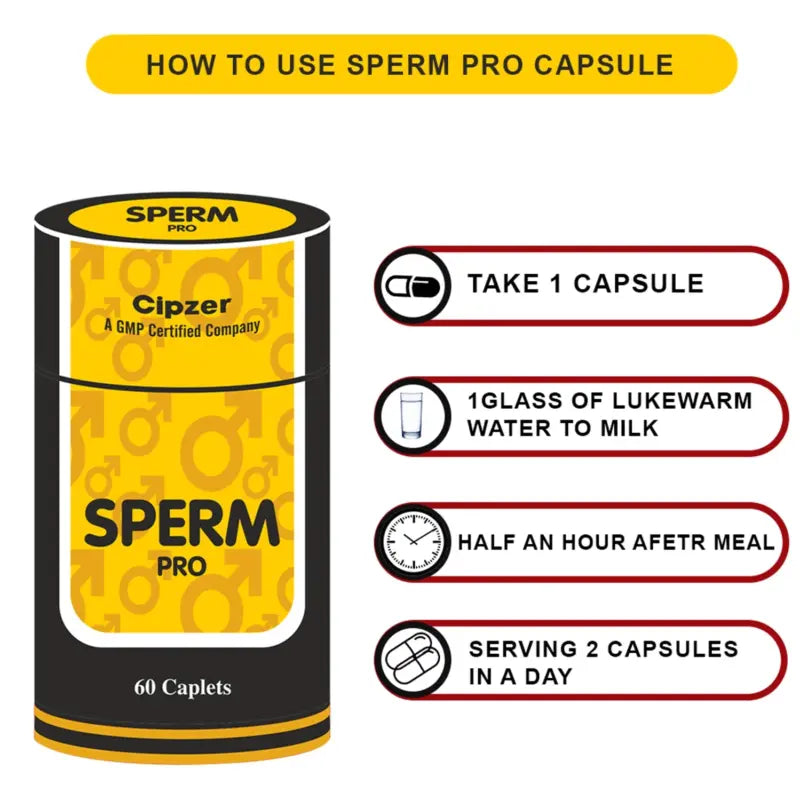 CIPZER Sparm Pro 60 Capsule - Increase Sperm Count - 60 Capsules