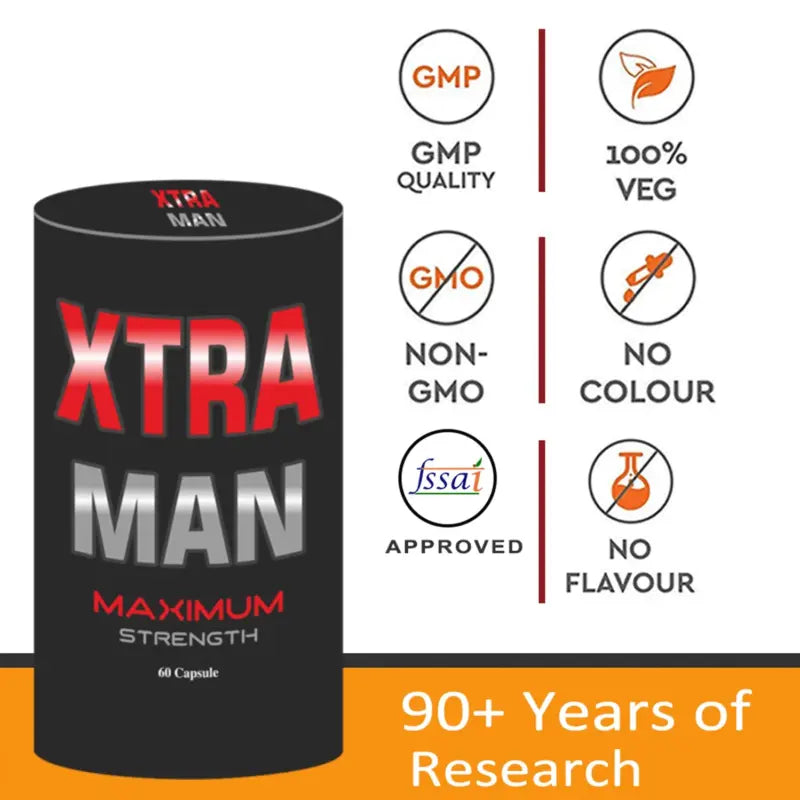 Cipzer Xtra Man Capsule for Support Strength, Energy, Endurance, Stamina & Lean Body - 60 veg tablets