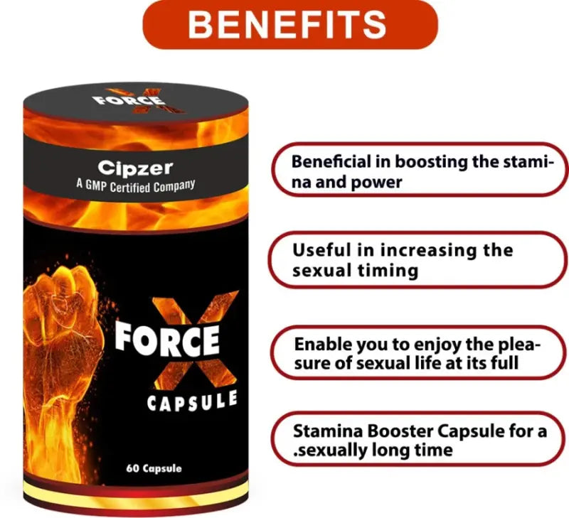 Cipzer Force X Capsule for Strength and Stamina - Vigor & Vitality For Men , 60 Veg Capsules (Pack of 1)