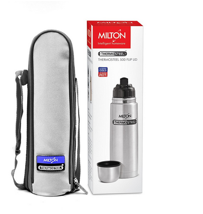 Milton Thermosteel Flip Lid Flask, Silver 500 ml Bottle  (Pack of 1, Silver, Steel)