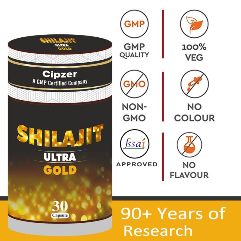 Cipzer Shilajit Ultra Gold Capsule for Inner Strength & Vitality, Stamina & Natural Immunity - 30 Veg Capsules (Pack of 1)