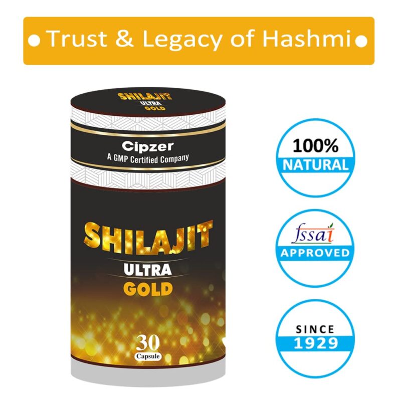 Cipzer Shilajit Ultra Gold Capsule for Inner Strength & Vitality, Stamina & Natural Immunity - 30 Veg Capsules (Pack of 1)