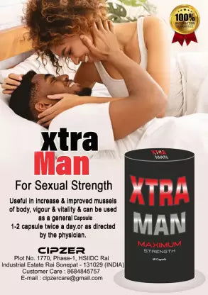 Cipzer Xtra Man Capsule for Support Strength, Energy, Endurance, Stamina & Lean Body - 60 veg tablets